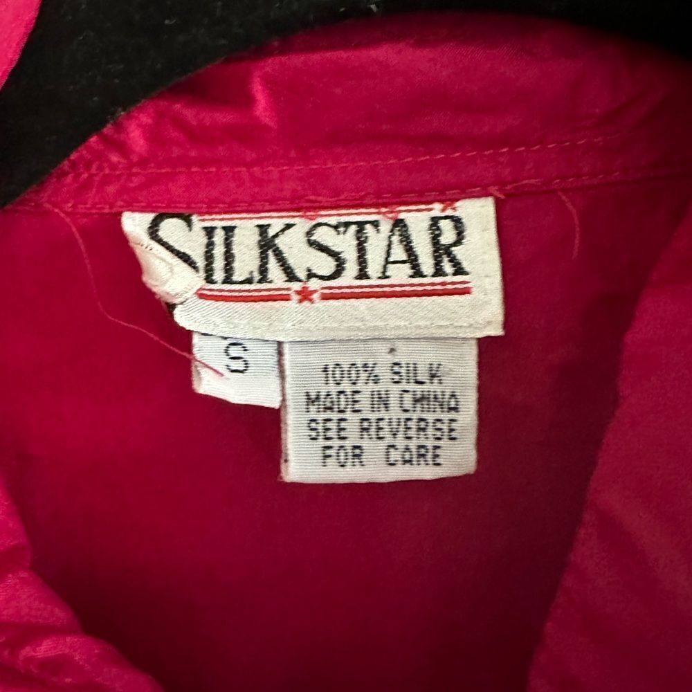 Women Vintage Hot Pink SilkStar  100% silk shirt - Picture 5 of 5